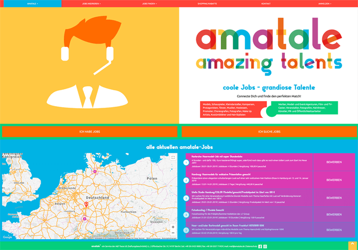 Startseite von amatale im Web