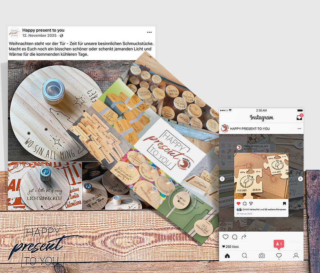 Social Media und andere Werbeplattformen für HAPPY-PRESENT-TO-YOU