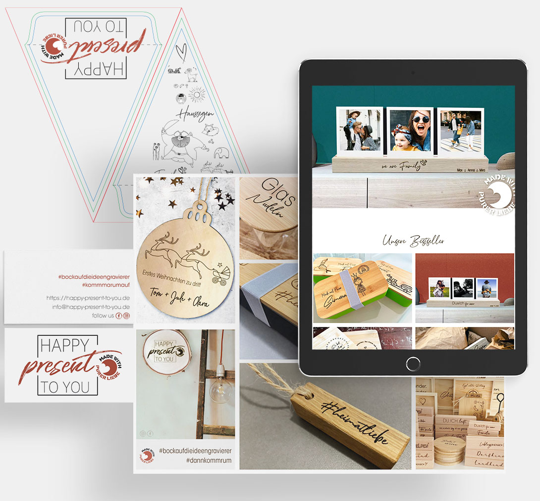 Werbematerial und Geschäftsausstattung für HAPPY-PRESENT-TO-YOU